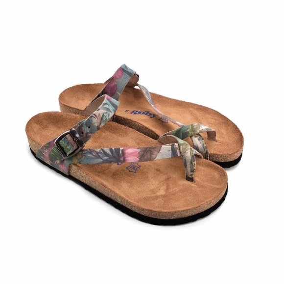 Goby Shoes - Goby Shoes - Genuine Leather Floral Flip-Flop